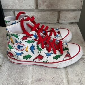 Converse Kids Dinosaur Print High-Top Sneakers - Red and White